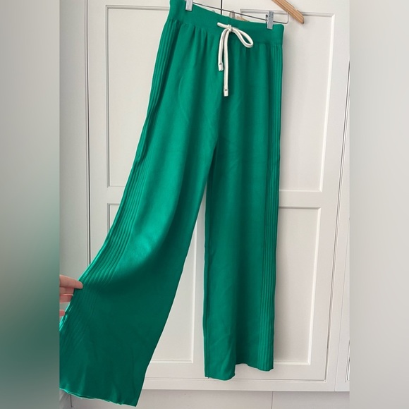CHICWISH RIBBED DETAILING DRAWSTRING WAIST KNIT PANTS GREEN Sz. S/M NWT - Picture 4 of 9